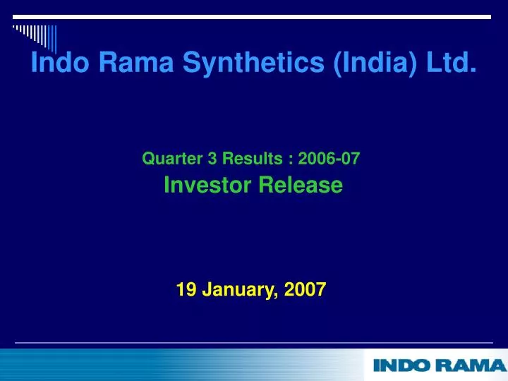 indo rama synthetics india ltd