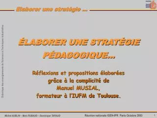 laborer une strat gie p dagogique