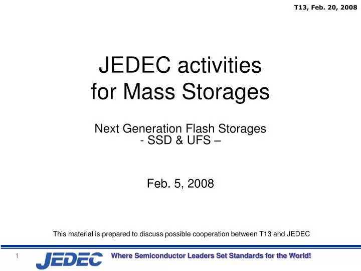 jedec activities for mass storages