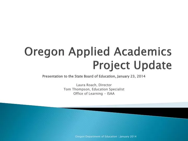 oregon applied academics project update
