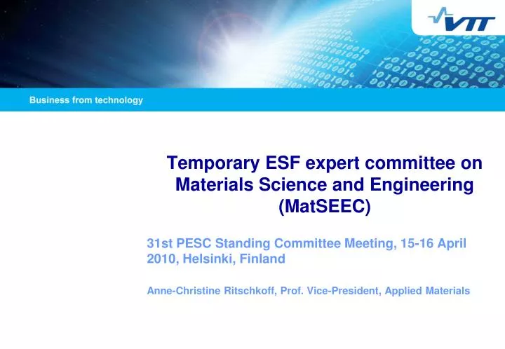 temporary esf expert committee on materials science and engineering matseec