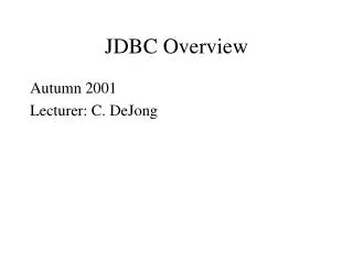 JDBC Overview