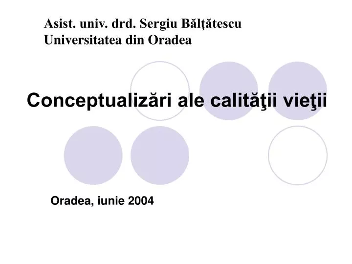 conceptualiz ri ale calit ii vie ii