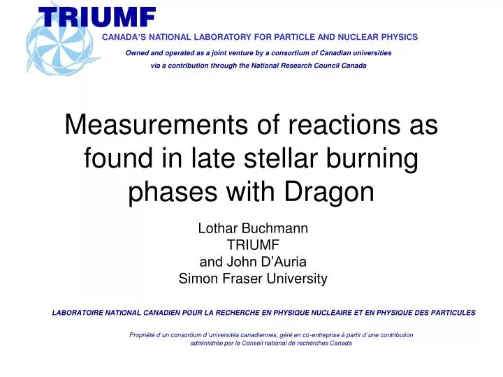 measurements of reactions as found in late stellar burning phases with dragon