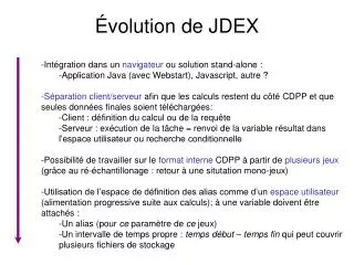 volution de jdex