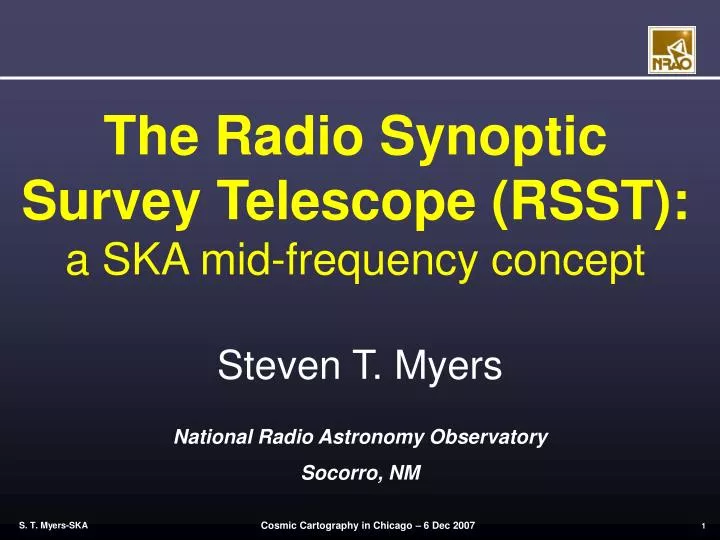 the radio synoptic survey telescope rsst a ska mid frequency concept