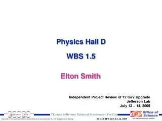 Physics Hall D WBS 1.5