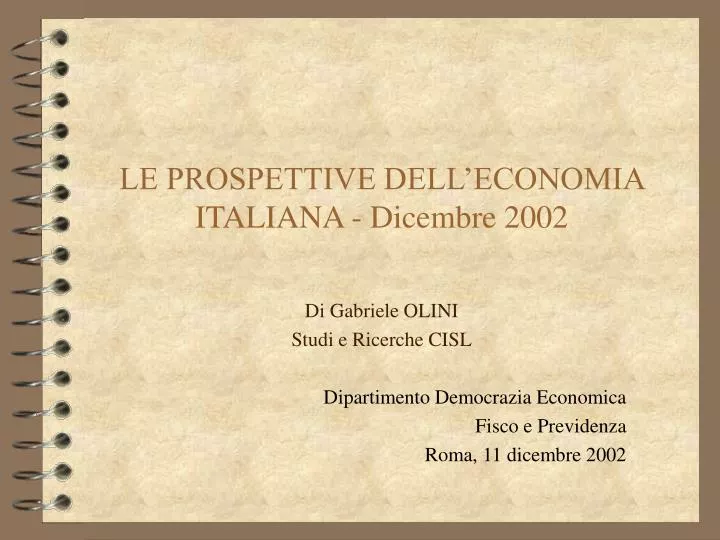 le prospettive dell economia italiana dicembre 2002