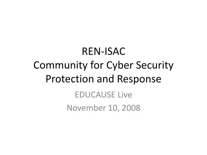 ren isac community for cyber security protection and response