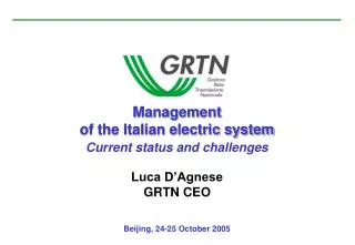 Management of the Italian electric system Current status and challenges