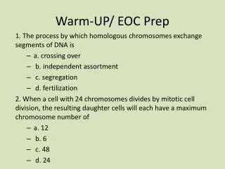 Warm-UP/ EOC Prep