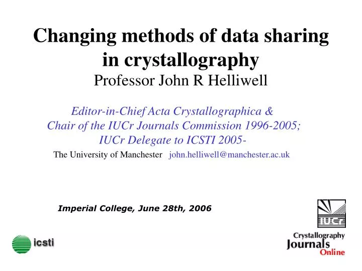 changing methods of data sharing in crystallography