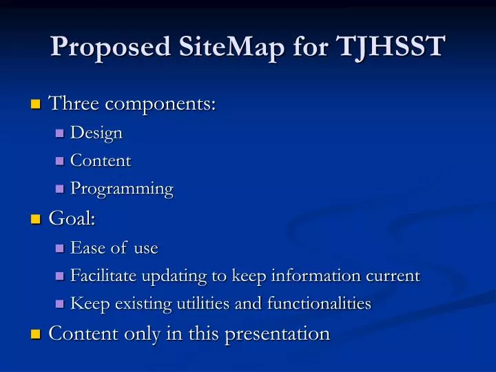 proposed sitemap for tjhsst