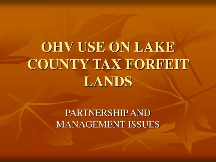 ohv use on lake county tax forfeit lands