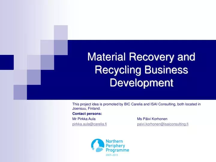 material recovery and recycling business development