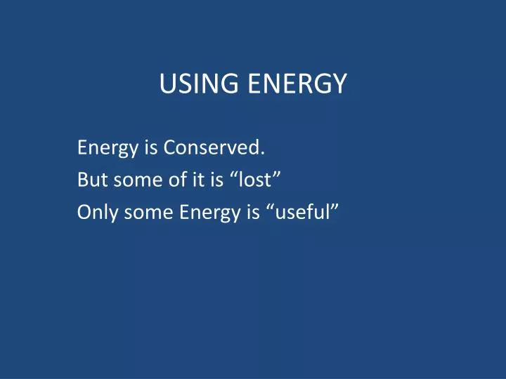 using energy