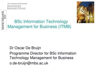 BSc Information Technology Management for Business (ITMB)