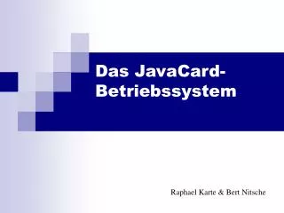 das javacard betriebssystem