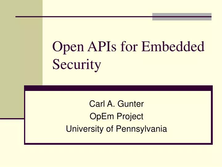open apis for embedded security