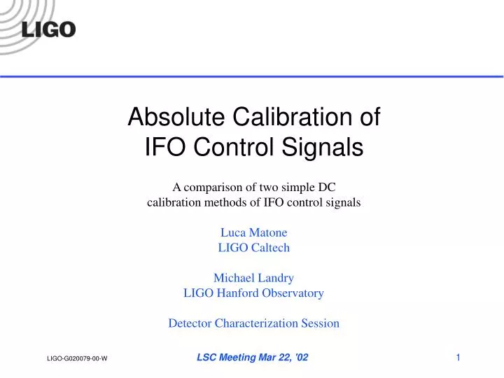 absolute calibration of ifo control signals