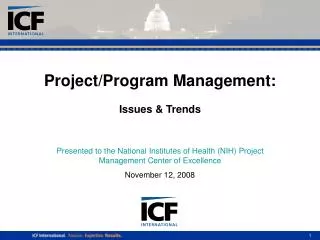 Project/Program Management: Issues &amp; Trends