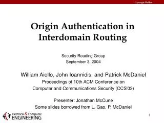 Origin Authentication in Interdomain Routing