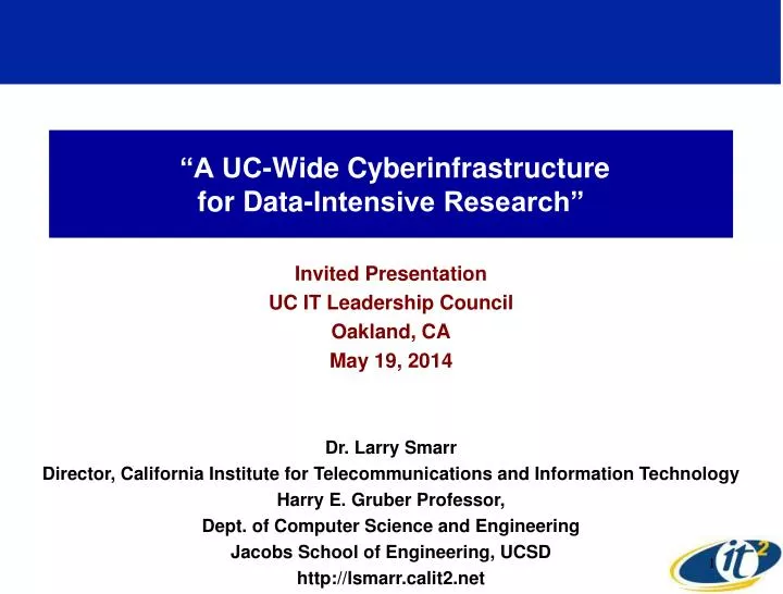 a uc wide cyberinfrastructure for data intensive research