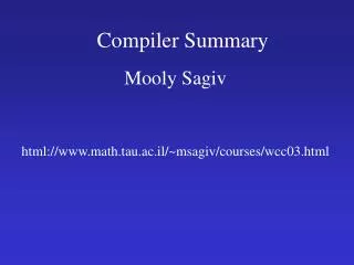 Compiler Summary