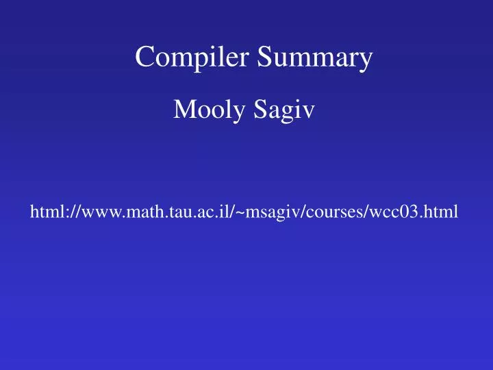 compiler summary
