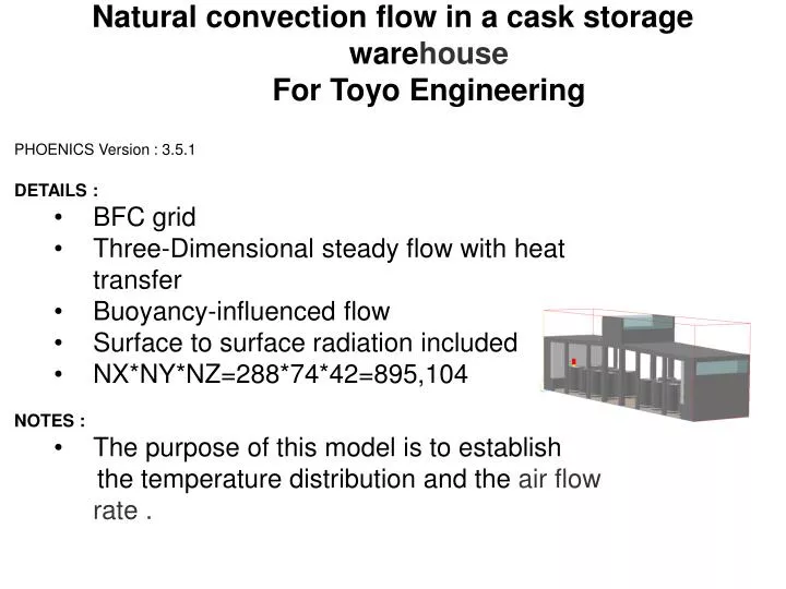 natural convection flow in a cask storage ware house for toyo engineering