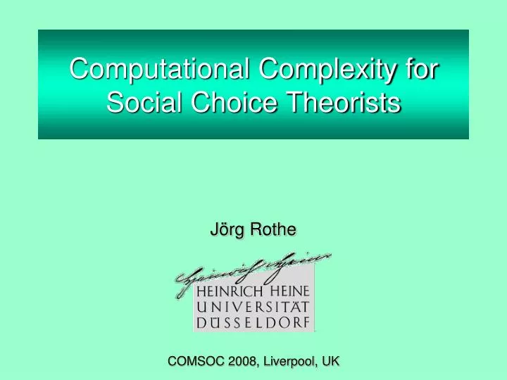 computational complexity for social choice theorists