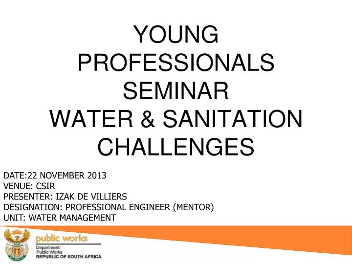 young professionals seminar water sanitation challenges