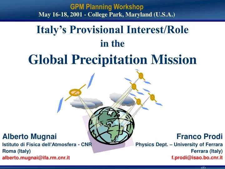 italy s provisional interest role in the global precipitation mission