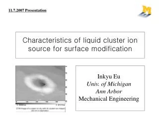 Characteristics of liquid cluster ion source for surface modification