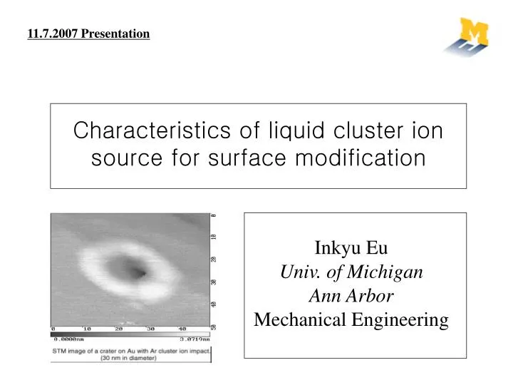 characteristics of liquid cluster ion source for surface modification
