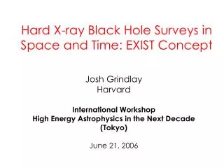 Hard X-ray Black Hole Surveys in Space and Time: EXIST Concept