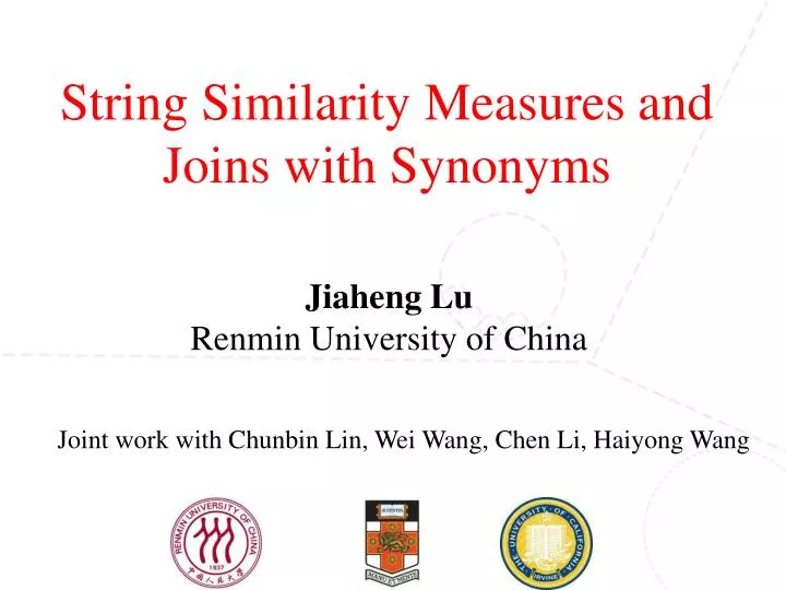 string similarity measures and joins with synonyms