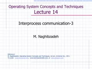 Operating System Concepts and Techniques Lecture 14