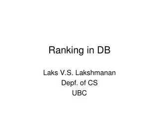 Ranking in DB