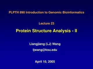 Protein Structure Analysis - II
