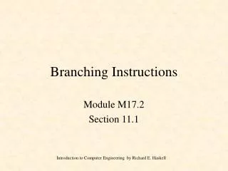 Branching Instructions