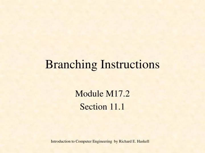 branching instructions