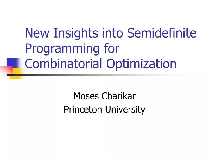 new insights into semidefinite programming for combinatorial optimization