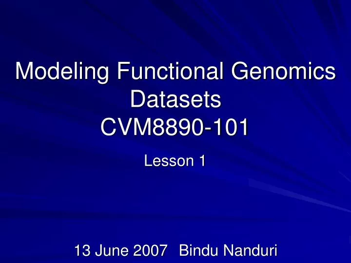 modeling functional genomics datasets cvm8890 101