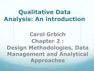 Qualitative Data Analysis: An introduction