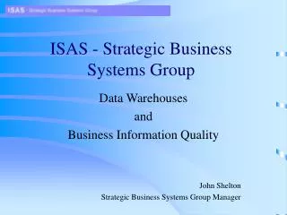 ISAS - Strategic Business Systems Group