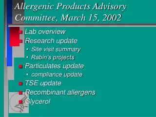Allergenic Products Advisory Committee, March 15, 2002