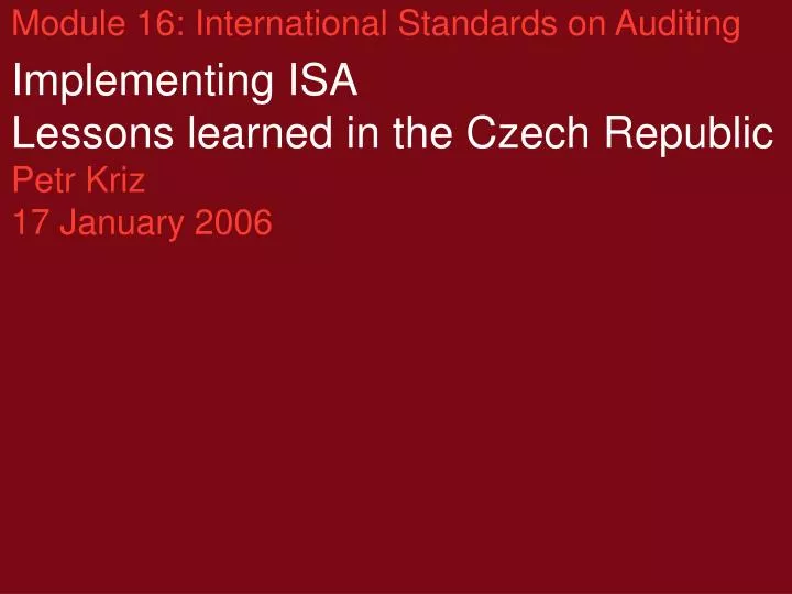 module 16 international standards on auditing