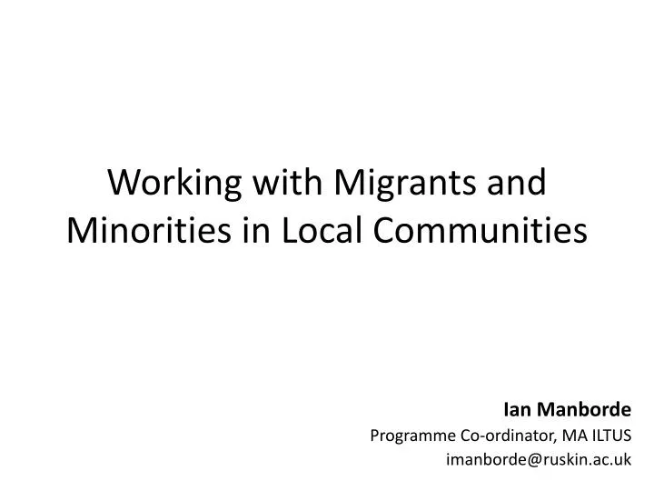 working with migrants and minorities in local communities