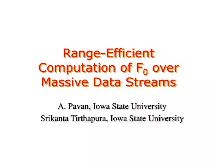 range efficient computation of f 0 over massive data streams